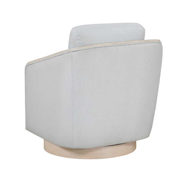 English Elm Gray Swivel Lounge Chair with Light Oak Wood Trim, Reversible Cushion, Pocket Coil Comfort, 360° Motion, Fully Assembled B011P329265