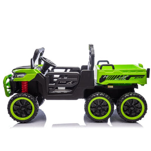 English Elm 24v Two Seat Kids Electric Dump Truck Six Wheel 4wd Utv with Parental Remote Green W1578P268992