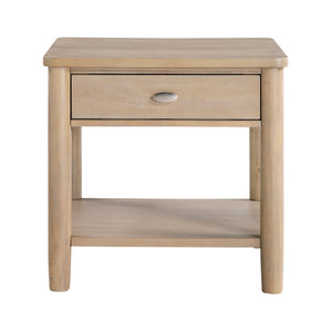 English Elm Classic Wooden End Table with Drawer and Open Shelf, 24" Square Accent Table for Living Room Natural 28.5 L x 27.25 W x 10.25 H B011P285303