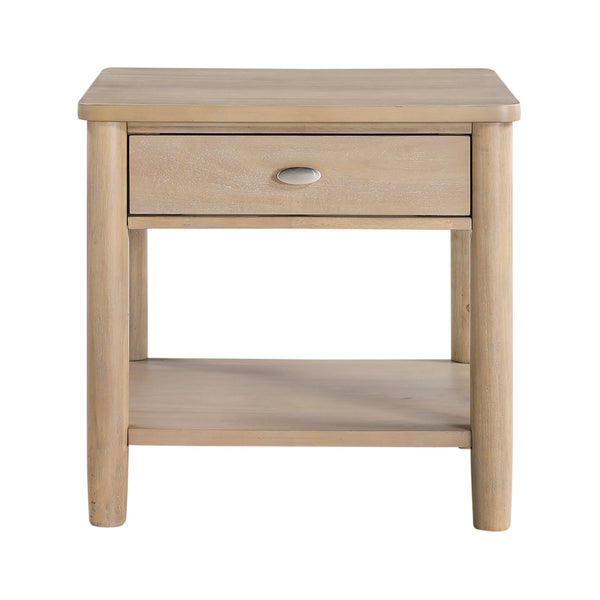 English Elm Classic Wooden End Table with Drawer and Open Shelf, 24" Square Accent Table for Living Room Natural 28.5 L x 27.25 W x 10.25 H B011P285303