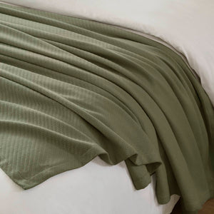 English Elm 1-piece King Cotton Woven Blanket Oeko-tex Certified Lightweight Layering Bedding Olive Green B035P408738