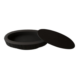 English Elm 47'' Oval Storage Coffee Table Fluted Wood Veneer Lift Lid Sculptural Living Room Accent Black W1435P293221