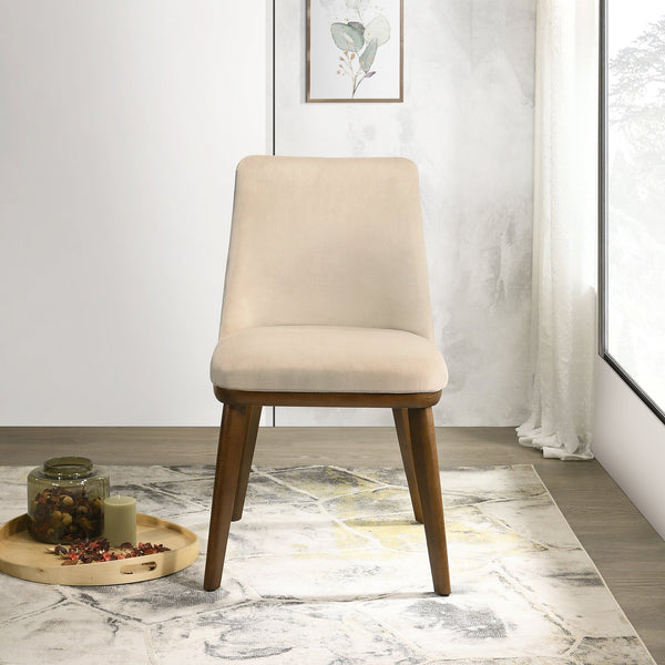 English Elm Ashcroft Furniture - Clove Mid-Century Beige Velvet Dining Chair Set of 2 with Solid Wood Legs — Stylish, Sturdy Seating B183P232088