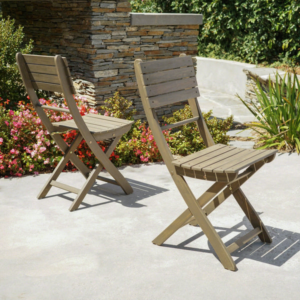 English Elm Christopher Knight Home® - Outdoor Acacia Wood Folding Dining Chair Set of 2 – Weather-Resistant, No Assembly, 400 lb Capacity Grey 59328.00GRY