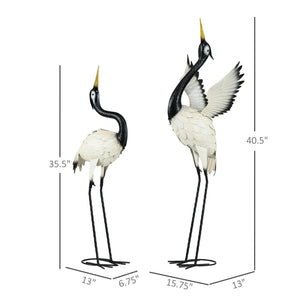English Elm Outsunny Metal Heron Sculptures Set of 2 Hand Painted Outdoor Garden Yard Art Decor W2225P174547