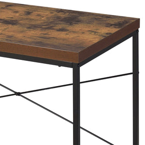 English Elm Weathered Oak Writing Desk With Sleek Black Metal Base - Modern Industrial Home Office Furniture B062P184521-GIGA