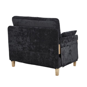 English Elm Foldable mid-century sleeper sofa bed recliner 3-in-1 convertible for small spaces with pillows and storage Black W395P290560