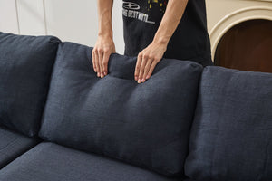 English Elm 106" Modern L-Shape Sectional Sofa – 6-Seat Convertible Linen Couch, Memory Foam, Metal Legs W1170S00036