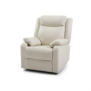 English Elm Glory PU Reclining Loveseat with Channel Tufted Back for Lumbar Support and Compact Spaces Comfort Off White 26 L x 33 W x 30 H B078108418