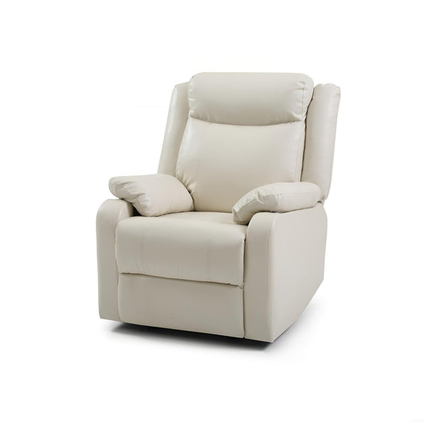 English Elm Glory PU Reclining Loveseat with Channel Tufted Back for Lumbar Support and Compact Spaces Comfort Off White 26 L x 33 W x 30 H B078108418