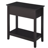 English Elm Homcom End Table, Narrow Side Table With Flip Top, Storage Cabinet, Bottom Shelf For Living Room, Dark Coffee