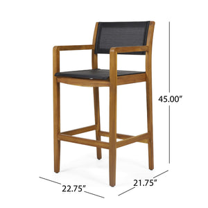 English Elm Christopher Knight Home® - FAIRFAX Santana Acacia Wood Outdoor Bar Stools Set of 2 — Teak Finish, Faux Rattan Seats, 30" Height 68991.00BLK