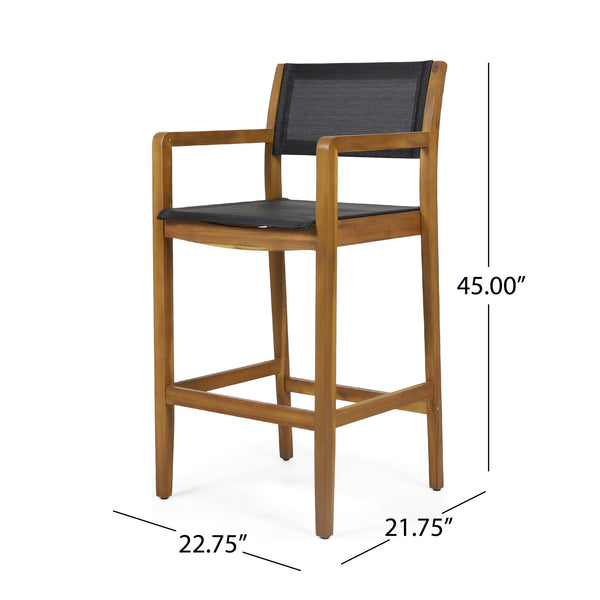 English Elm Christopher Knight Home® - FAIRFAX Santana Acacia Wood Outdoor Bar Stools Set of 2 — Teak Finish, Faux Rattan Seats, 30" Height 68991.00BLK