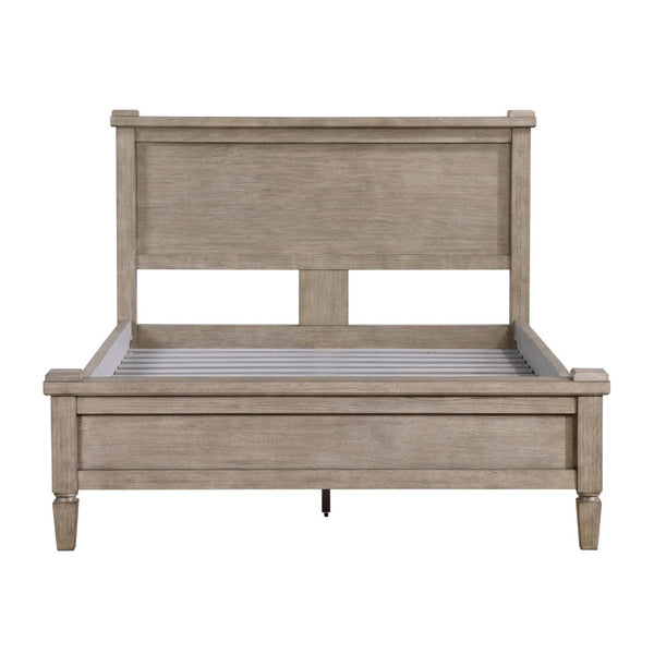 English Elm White Solid Wood Eastern King Bed with Raised Panel Headboard for Classic Bedrooms B011S02474