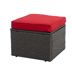 English Elm Patio 7-Piece Pe Wicker Furniture Set With Lounger Sofa, Plush Cushions & Tempered Glass Table W1703S00030-GIGA