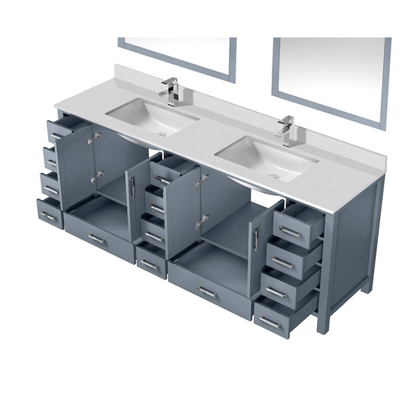 English Elm Dark Grey Double Bath Vanity With White Quartz Top, Faucets, Mirrors - Elegant Storage Solution! B2731S01064