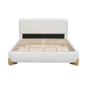 English Elm Christopher Knight Home® - Elegant Boucle Upholstered Bed Queen White — Luxurious, Durable Solid Wood Feet, 12-Slat Support System N769Q333728N