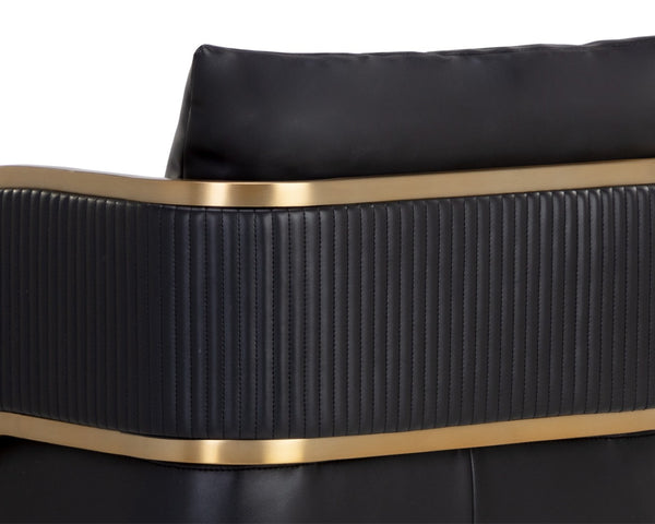Sunpan BAZ Barstool - Napa Black Faux Leather with Gold Accents for Modern Glam Design & Comfort 111241