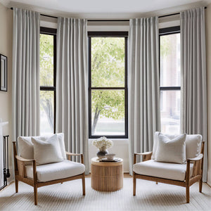 English Elm 2-piece Pinch Pleat Poly Linen Curtain Panels Tailored Formal Drape for Any Room Grey B035P482986