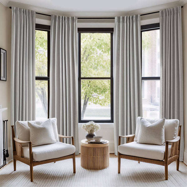 English Elm 2-piece Pinch Pleat Poly Linen Curtain Panels Tailored Formal Drape for Any Room Grey B035P482986