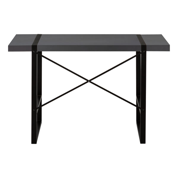 English Elm Computer Desk – Modern Grey Laminate With Black Metal Frame, Ideal For Home Office & Study Use B2710P219882