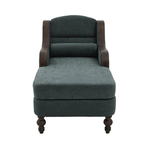 English Elm UNITED Oversized Chaise Lounge Sofa Bed with Solid Wood Arms, High-Resilience Foam, 800lb Capacity and Storage Pockets Emerald W1568S00207