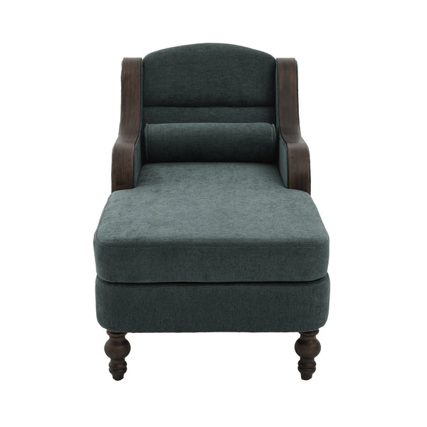English Elm UNITED Oversized Chaise Lounge Sofa Bed with Solid Wood Arms, High-Resilience Foam, 800lb Capacity and Storage Pockets Emerald W1568S00207