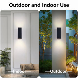 English Elm 12in Matte Black Aluminum Outdoor Wall Sconces up Down Lighting for Porch Patio Set of 4 W2312P416012