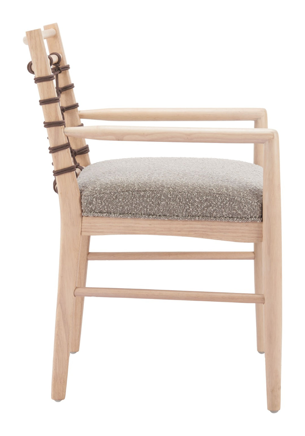 Wezly Modern Ivory Lounge Chair - Textured Fabric and Whitewashed Rubberwood for Stylish Comfort