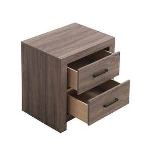 English Elm 2 Chic Two-Drawer Nightstand with Sparkling Acrylic Panels and Faceted Crystal Hardware for Glam Bedrooms Brown Oak B016P255592