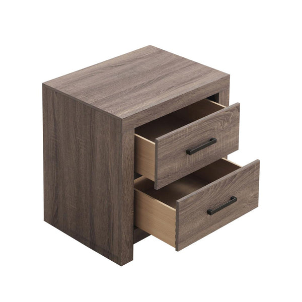 English Elm 2 Chic Two-Drawer Nightstand with Sparkling Acrylic Panels and Faceted Crystal Hardware for Glam Bedrooms Brown Oak B016P255592