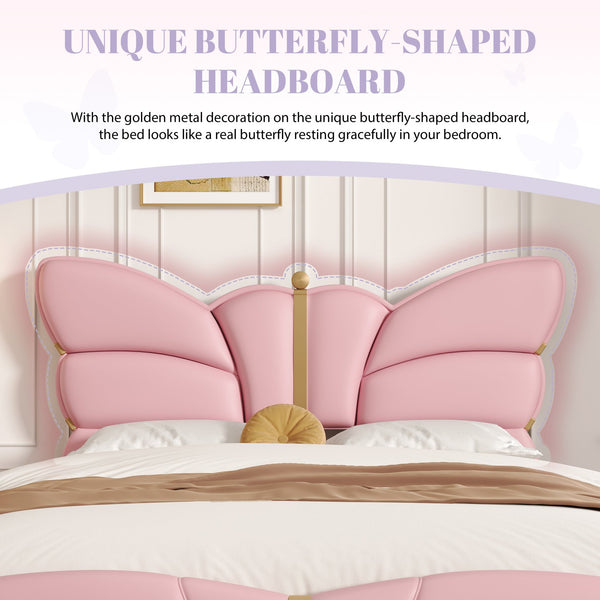English Elm Christopher Knight Home® - Queen Plush Leather Upholstered Bed Frame with Wingback Headboard, Wavy Footboard, Quiet Support Light Pink 82 L x 10 W x 3.25 H N761S0000019H