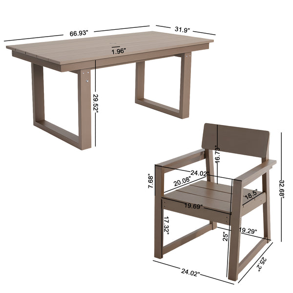 English Elm 5-Piece Hdpe Outdoor Dining Set For 4 – Stylish, Weather-Resistant Dining Table With Umbrella Hole & Ergonomic Chairs W3566S00017