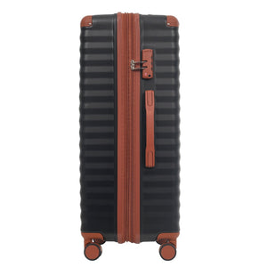 English Elm Luggage 5 Piece Abs Hardshell Travel Set with Usb Port Spinner Wheels and Tsa Lock Black Brown N732P265290B