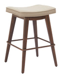 Divat Counter Stool - Set of 2 Beige & Walnut 110331 Zuo Modern