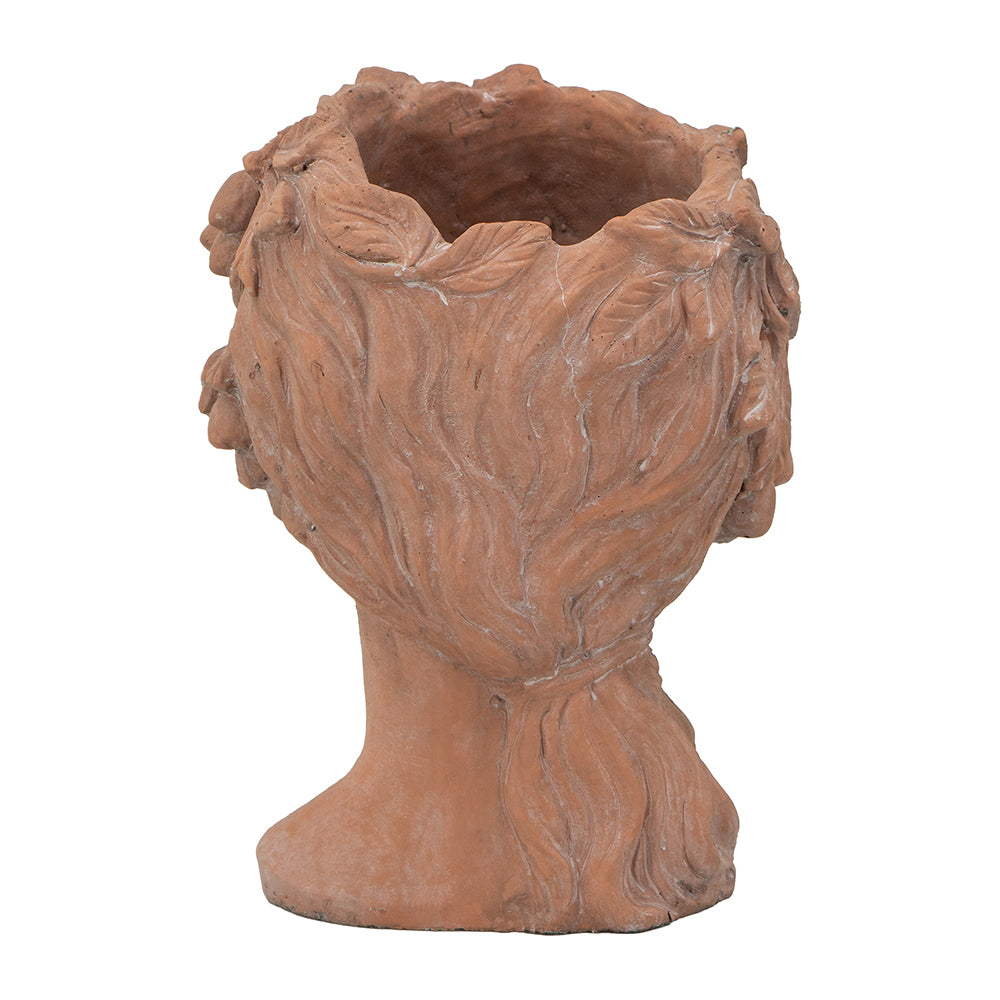 English Elm 8x9x11.5" Classical Head Bust Planter, Brown Cement Greek-Style Indoor Outdoor Vase for Flowers and Succulents W2078P201067