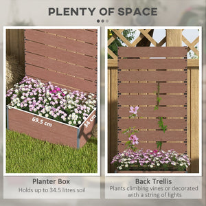English Elm Outsunny Raised Planter Box with Vertical Trellis Composite Wood Outdoor Patio Garden Brown W2225P174394