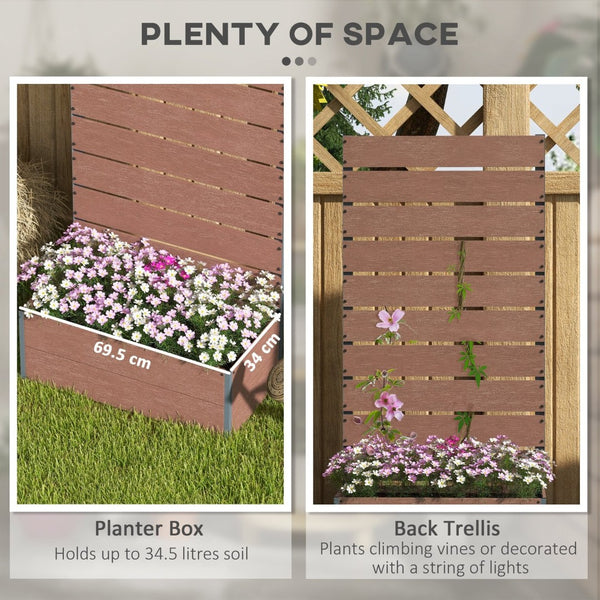 English Elm Outsunny Raised Planter Box with Vertical Trellis Composite Wood Outdoor Patio Garden Brown W2225P174394
