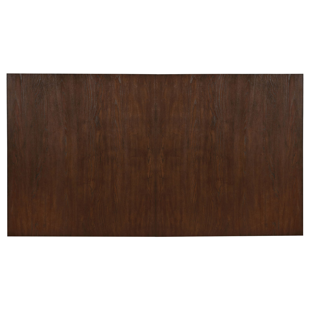 English Elm Fremont Double-Pedestal Antique Brown Trestle Dining Table with Removable Leaf, Brass Lock, Solid Craftsmanship B062S00832