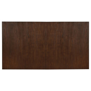 English Elm Fremont Double-Pedestal Antique Brown Trestle Dining Table with Removable Leaf, Brass Lock, Solid Craftsmanship B062S00832