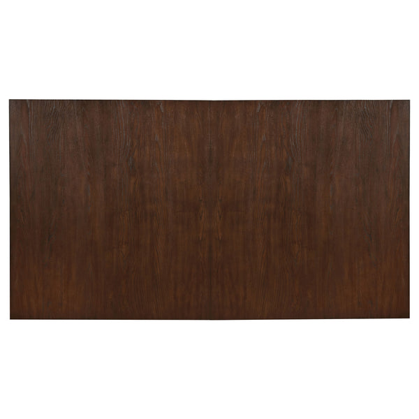 English Elm Fremont Double-Pedestal Antique Brown Trestle Dining Table with Removable Leaf, Brass Lock, Solid Craftsmanship B062S00832