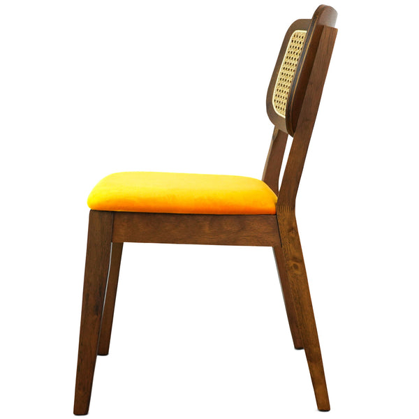 English Elm Ashcroft Furniture - Kaden Mid-Century Orange Velvet Dining Chair Set of 2 — Armless Solid Wood, Plush Contoured Seats, Retro Split Back (Set) B183P232098