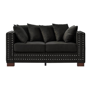English Elm Modern Velvet Loveseat With Square Armrests & Silver Nailhead Accents - Stylish Comfort For Any Space W1097S00184