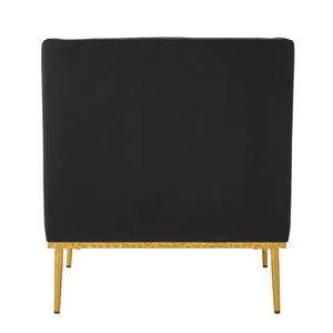 English Elm Modern Velvet Accent Chair Curved Arms Plush Cushion Upholstered Seat for Living Room Black N763P360686B