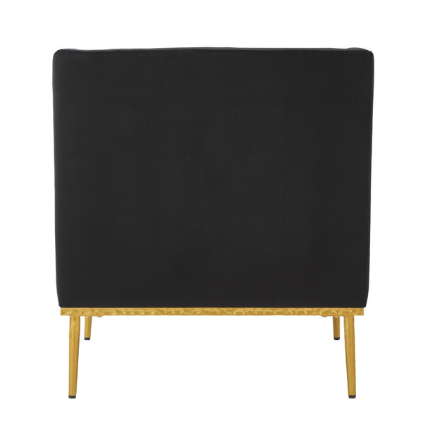 English Elm Modern Velvet Accent Chair Curved Arms Plush Cushion Upholstered Seat for Living Room Black N763P360686B
