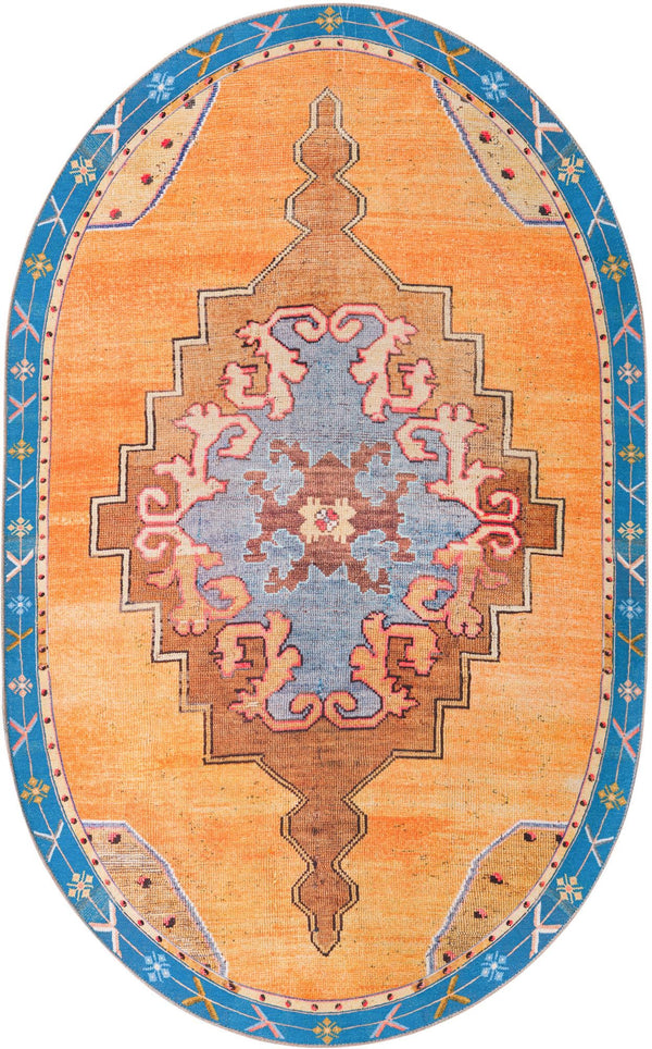 Unique Loom Timeless Thomas Machine Made Medallion Rug Orange, Brown/Ivory/Red/Beige/Black 5' 1" x 8' 0"