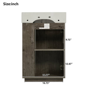 English Elm [video]21.6" Freestanding Bathroom Vanity Ceramic Sink Wavy Door Mdf Cabinet Small Bath Dark Gray N729P285504G