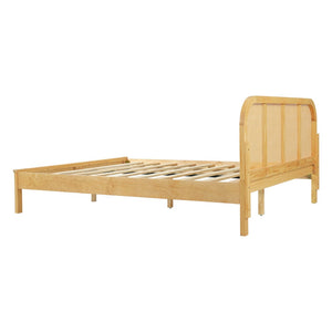 English Elm Queen Solid Pine Bed Frame with Woven Rattan Headboard for Coastal Boho Bedrooms N758Q465253N