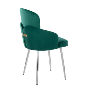 English Elm Dahlia Elegant Green Velvet Dining Chairs Set Of 2 With Chrome And Gold Accents For Modern Homes B202S01204
