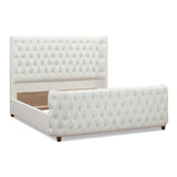 English Elm Brooklyn King Tufted Panel Bed Headboard and Footboard Set, Antique White Polyester